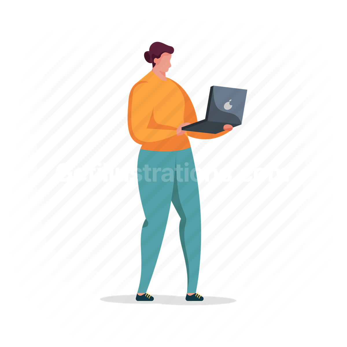 woman, laptop, computer, electronic, device